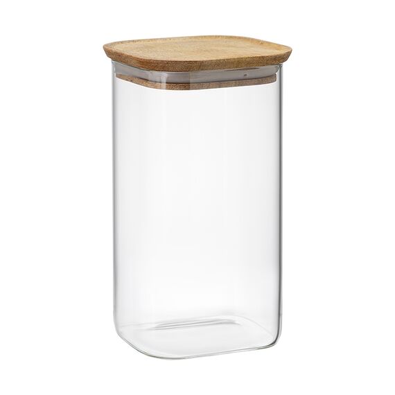 Банка для хранения квадратная Glass Acacia, 1,4 л, Smart Solutions