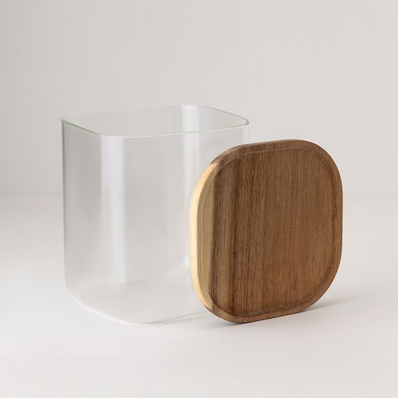 Банка для хранения квадратная Glass Acacia, 1,5 л, Smart Solutions, изображение 6