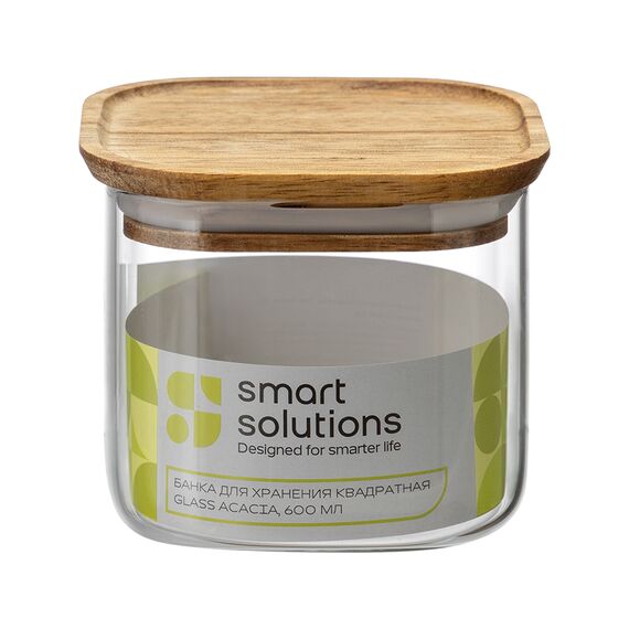 Банка для хранения квадратная Glass Acacia, 600 мл, Smart Solutions, изображение 8