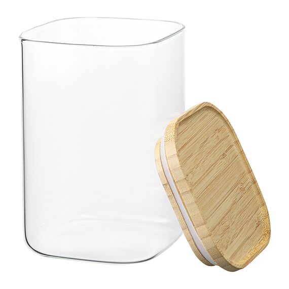 Банка для хранения квадратная Glass Bamboo, 1,1 л, Smart Solutions, изображение 6