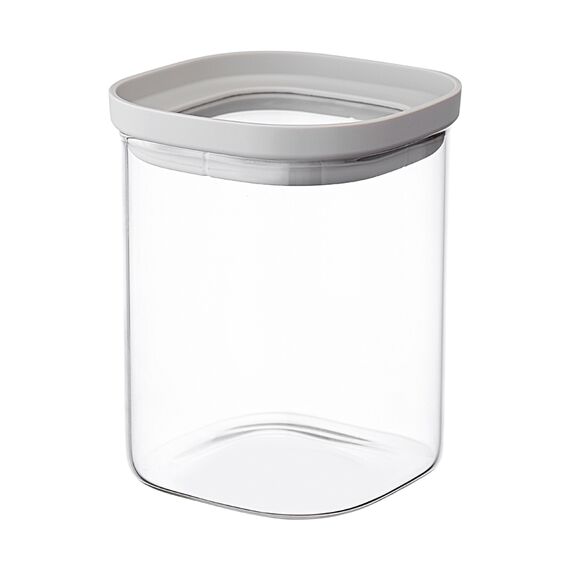 Банка для хранения квадратная Vacuum Glass, 1 л, светло-серая, Smart Solutions