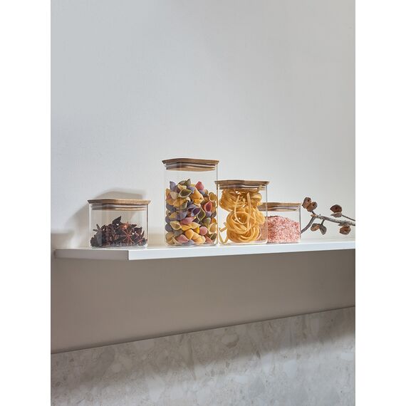 Банка для хранения прямоугольная Glass Acacia, 1,3 л, Smart Solutions, изображение 3