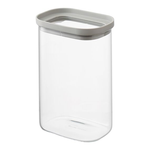 Банка для хранения прямоугольная Vacuum Glass, 1,5 л, светло-серая, Smart Solutions