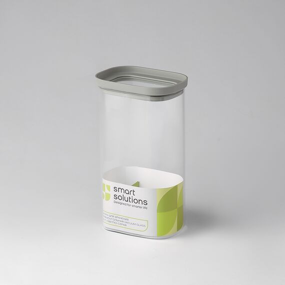 Банка для хранения прямоугольная Vacuum Glass, 1,5 л, светло-серая, Smart Solutions, изображение 8