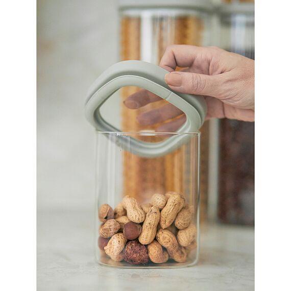 Банка для хранения квадратная Vacuum Glass, 1 л, светло-серая, Smart Solutions, изображение 6