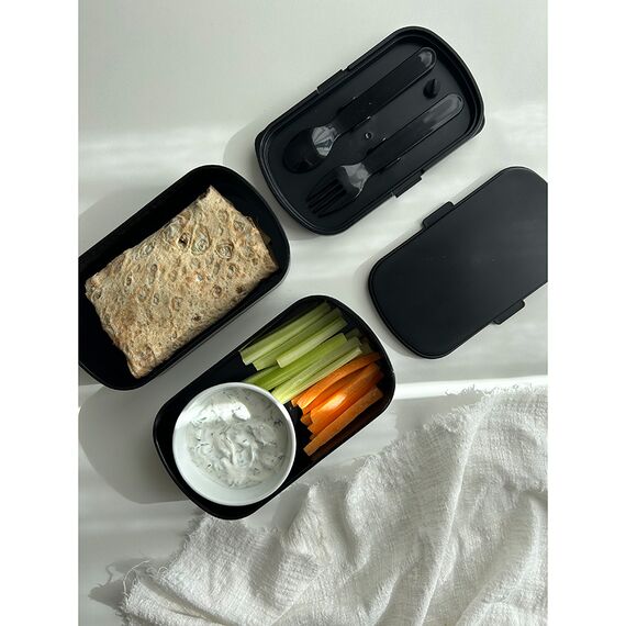Ланч-бокс с приборами Food Time, 1 л, черный, Smart Solutions, изображение 2