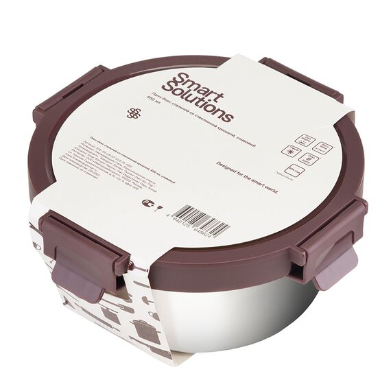 Контейнер стальной круглый Click Steel, 650 мл, сливовый, Smart Solutions, изображение 5