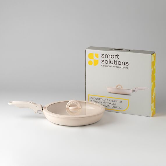 Сковорода с крышкой и съемной ручкой Smart Ceramic, ?28 см, Smart Solutions, изображение 11