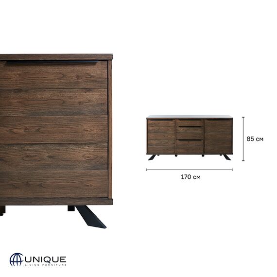 Комод Unique Furniture, Arno, 3 секции, 169,8х45х85 см, Unique Furniture, изображение 7