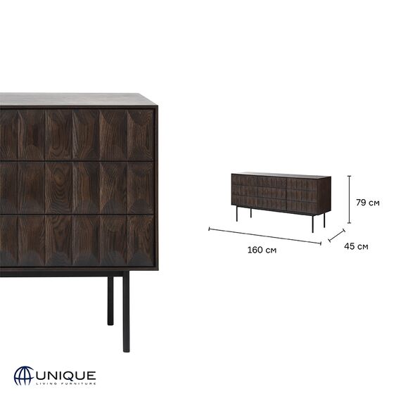 Комод Unique Furniture, Latina, 3 секции, 160х45х79 см, Unique Furniture, изображение 5