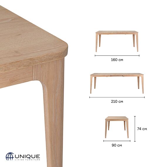 Стол обеденный раздвижной Unique Furniture, Amalfi,160/210х90х74 см, Unique Furniture, изображение 2